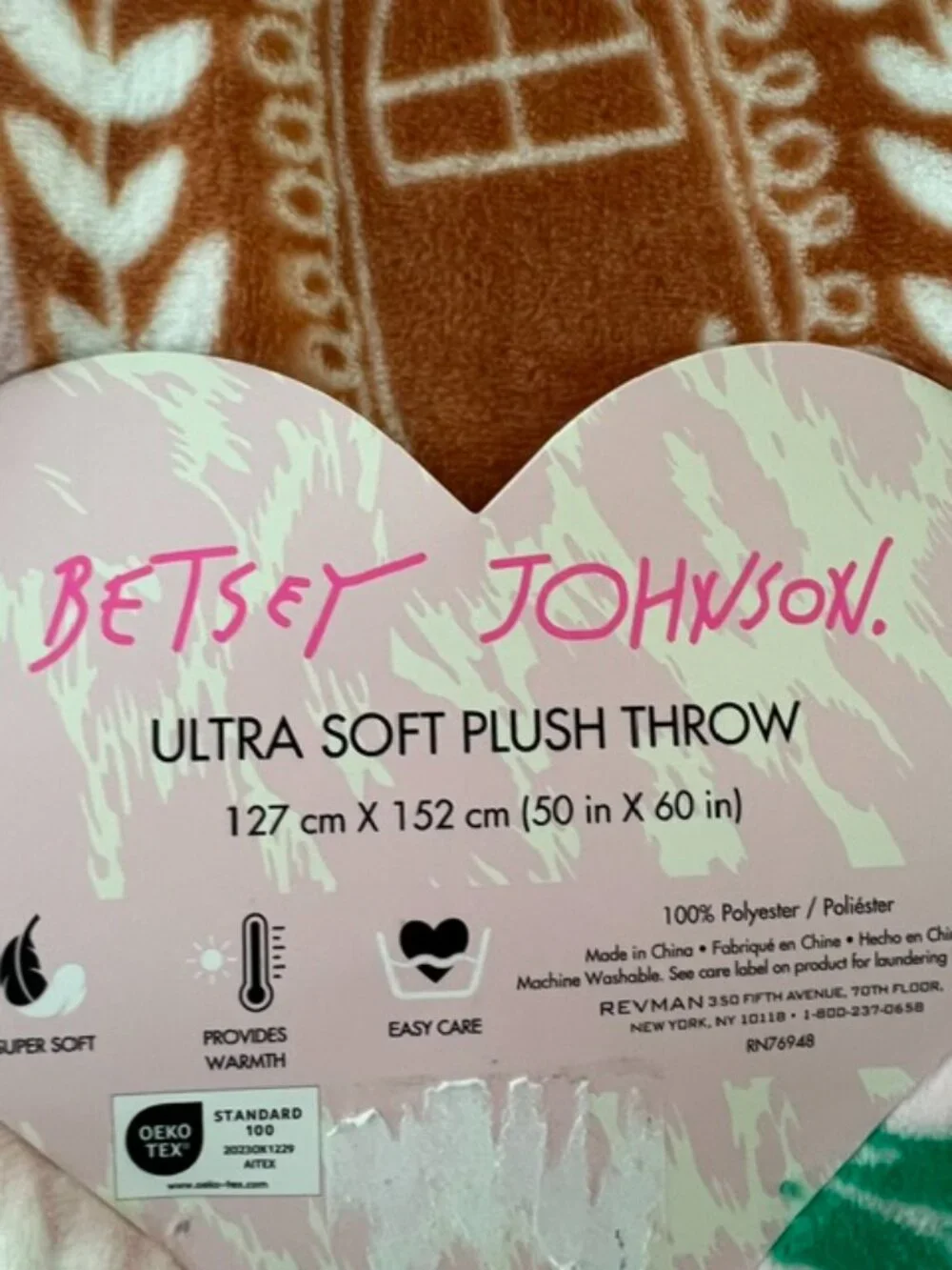 BETSY JOHNSON GINGERBREAD HOUSE PINK BLANKET
